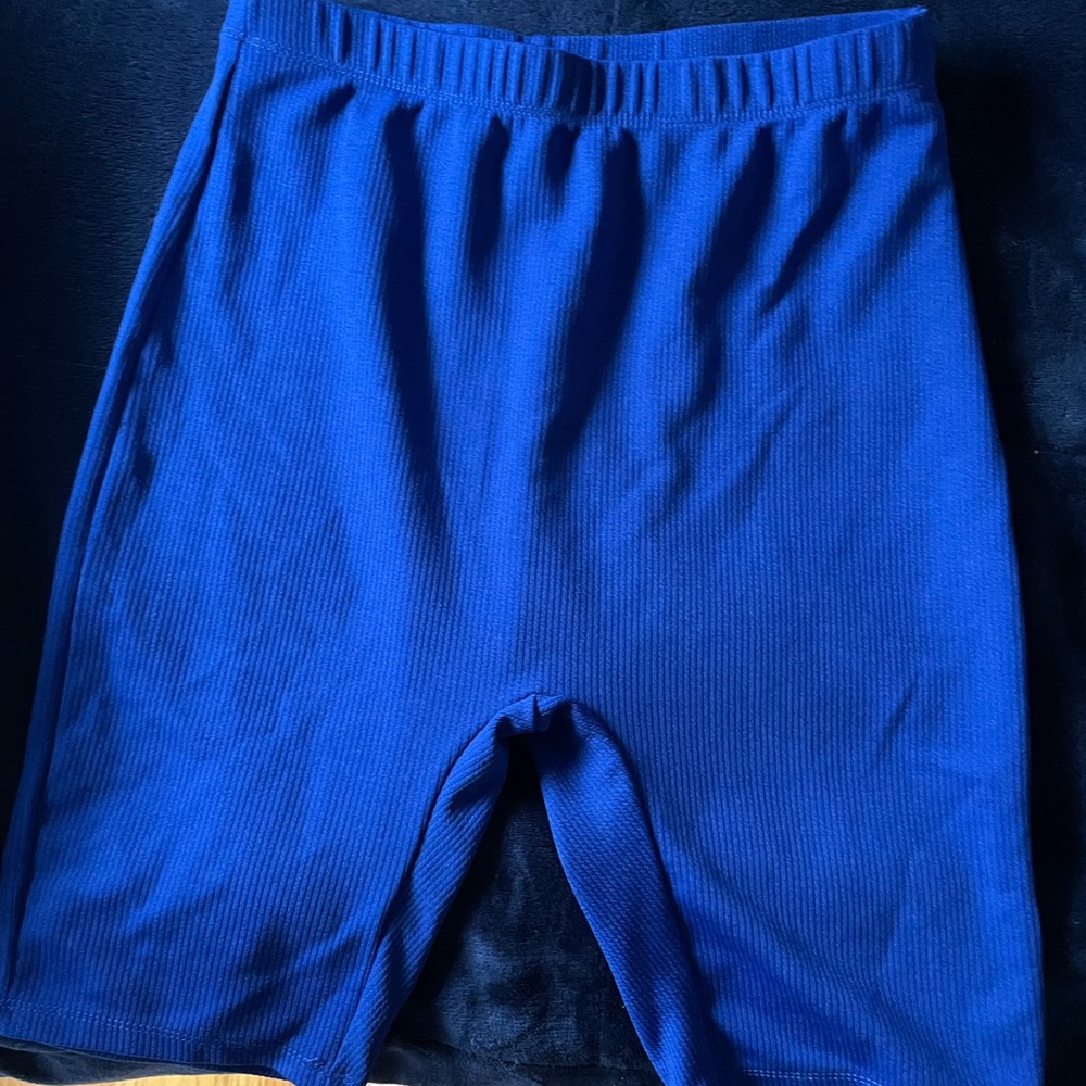 Shein Royal Blue Ribbed Biker Short- LONG